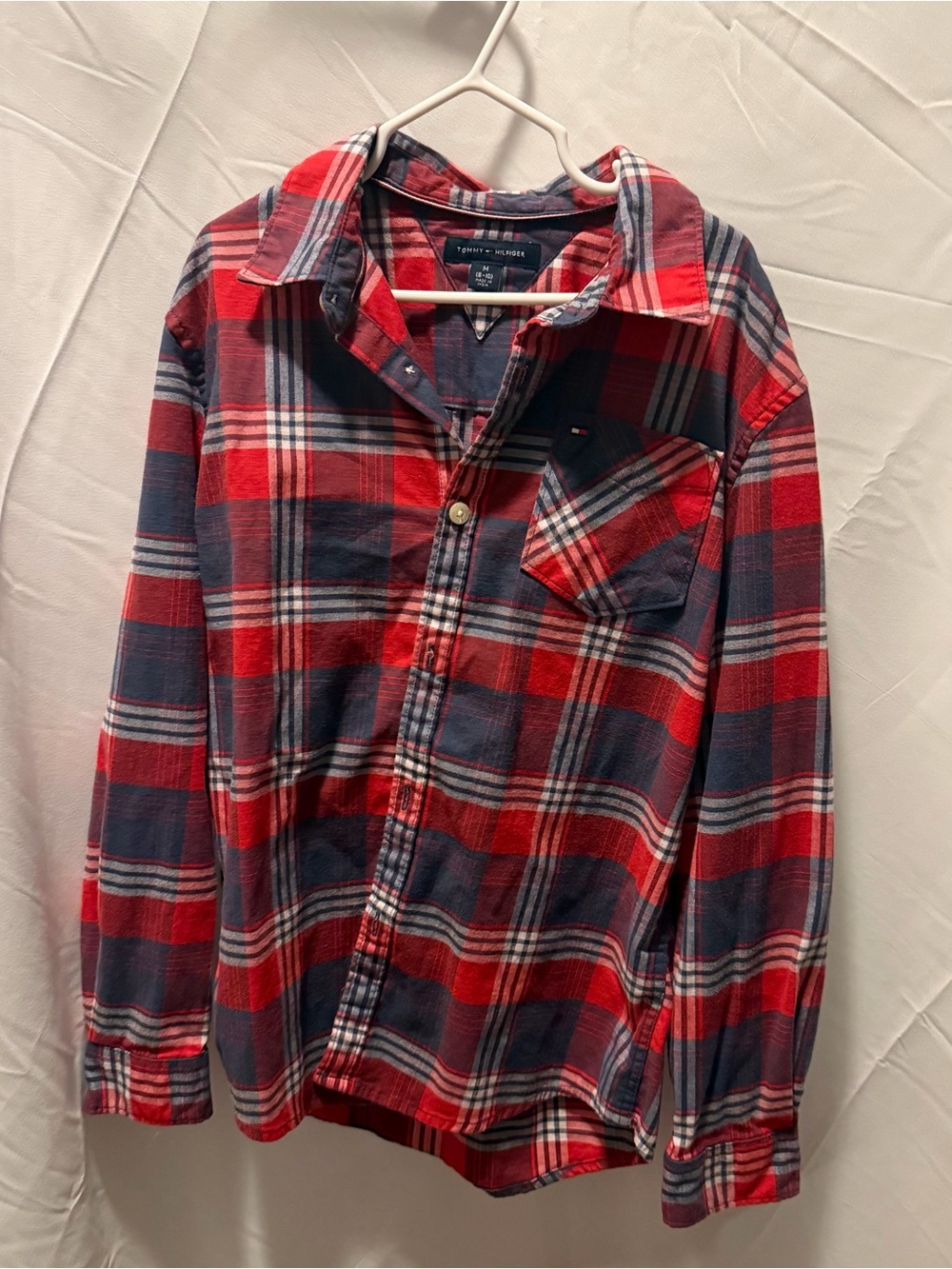 Tommy Hilfiger Red, Navy & White Plaid Button-Down Shirt
